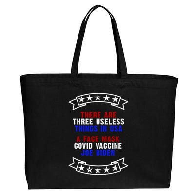 Three Useless Things In USA Face Vaccine Joe Biden Cotton Canvas Jumbo Tote