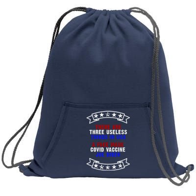 Three Useless Things In USA Face Vaccine Joe Biden Sweatshirt Cinch Pack Bag