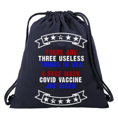 Three Useless Things In USA Face Vaccine Joe Biden Drawstring Bag