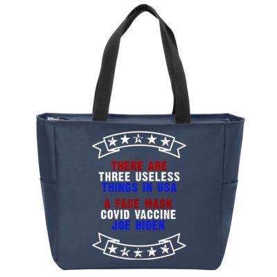 Three Useless Things In USA Face Vaccine Joe Biden Zip Tote Bag