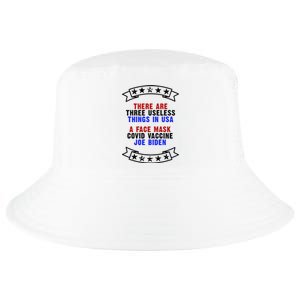 Three Useless Things In USA Face Vaccine Joe Biden Cool Comfort Performance Bucket Hat