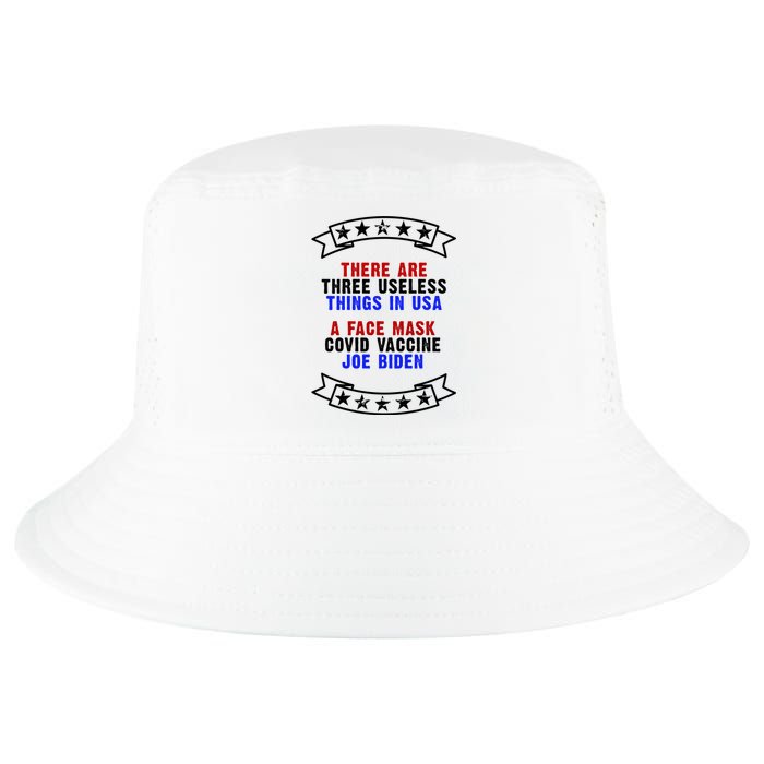 Three Useless Things In USA Face Vaccine Joe Biden Cool Comfort Performance Bucket Hat