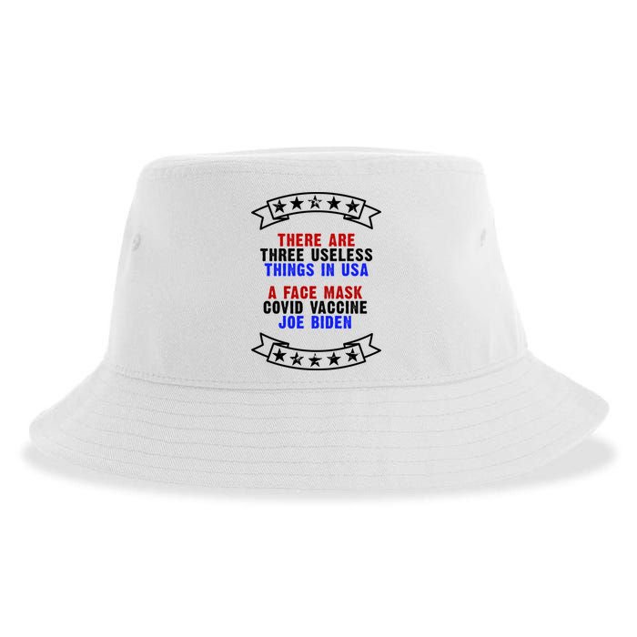 Three Useless Things In USA Face Vaccine Joe Biden Sustainable Bucket Hat