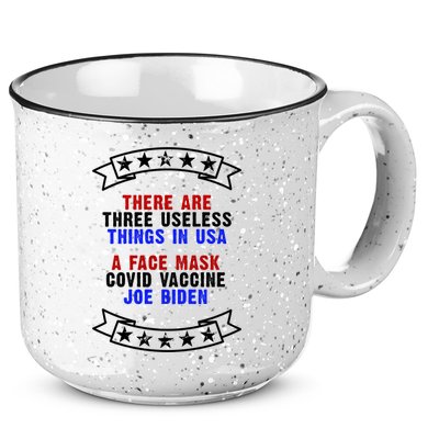 Three Useless Things In USA Face Vaccine Joe Biden 15oz Campfire Ceramic Mug