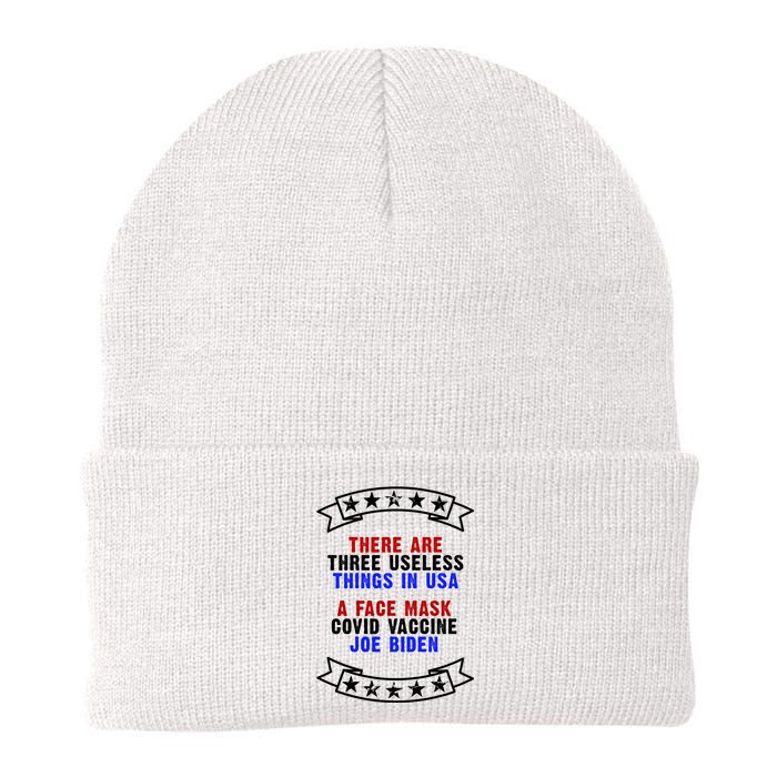 Three Useless Things In USA Face Vaccine Joe Biden Knit Cap Winter Beanie