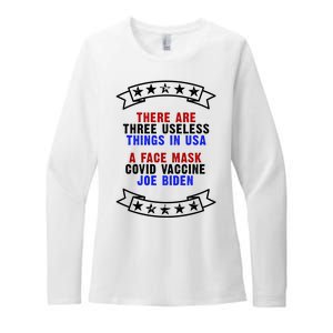 Three Useless Things In USA Face Vaccine Joe Biden Womens CVC Long Sleeve Shirt