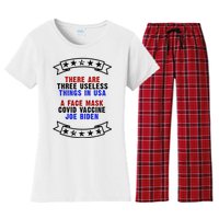 Three Useless Things In USA Face Vaccine Joe Biden Women's Flannel Pajama Set