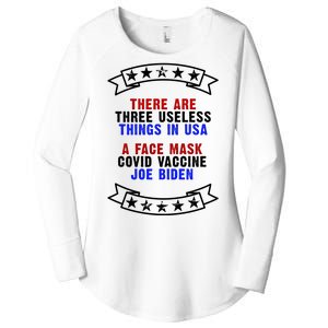 Three Useless Things In USA Face Vaccine Joe Biden Women's Perfect Tri Tunic Long Sleeve Shirt