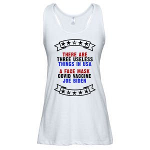 Three Useless Things In USA Face Vaccine Joe Biden Ladies Essential Flowy Tank