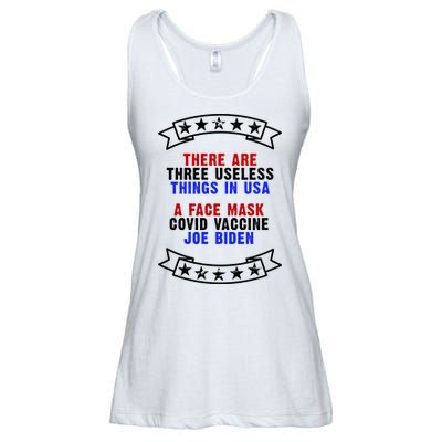Three Useless Things In USA Face Vaccine Joe Biden Ladies Essential Flowy Tank