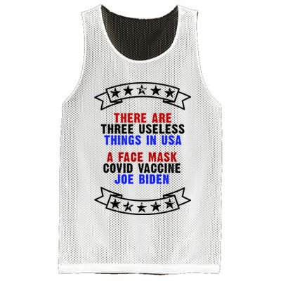 Three Useless Things In USA Face Vaccine Joe Biden Mesh Reversible Basketball Jersey Tank