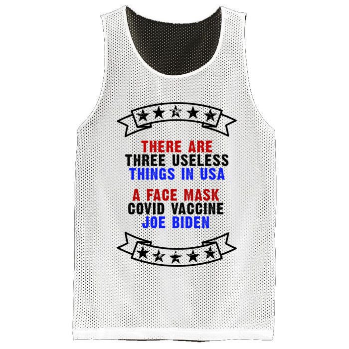 Three Useless Things In USA Face Vaccine Joe Biden Mesh Reversible Basketball Jersey Tank