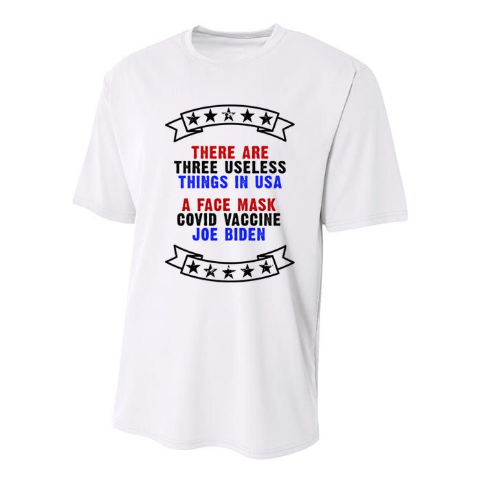 Three Useless Things In USA Face Vaccine Joe Biden Youth Performance Sprint T-Shirt