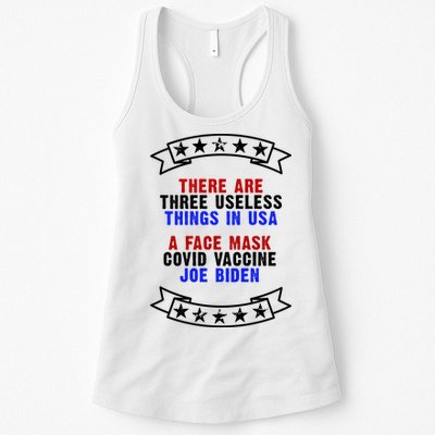 Three Useless Things In USA Face Vaccine Joe Biden Womens Tank Top