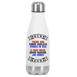 Three Useless Things In USA Face Vaccine Joe Biden Stainless Steel Insulated Water Bottle