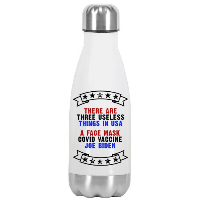 Three Useless Things In USA Face Vaccine Joe Biden Stainless Steel Insulated Water Bottle