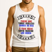 Three Useless Things In USA Face Vaccine Joe Biden Tank Top