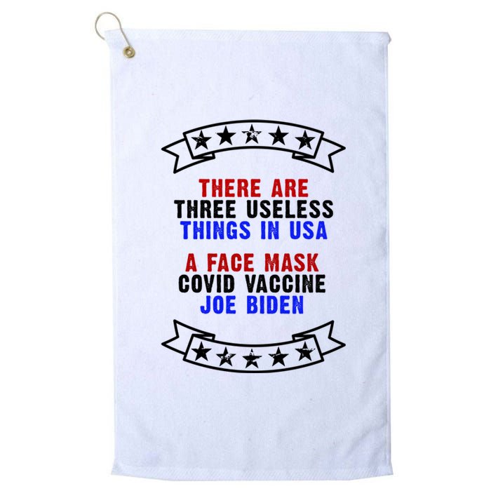 Three Useless Things In USA Face Vaccine Joe Biden Platinum Collection Golf Towel