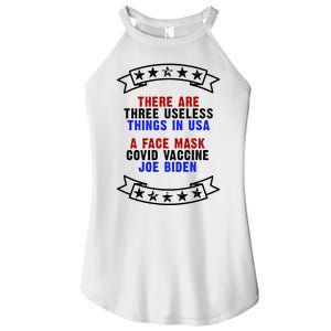 Three Useless Things In USA Face Vaccine Joe Biden Women's Perfect Tri Rocker Tank