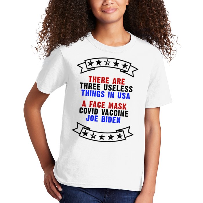 Three Useless Things In USA Face Vaccine Joe Biden Kids T-Shirt
