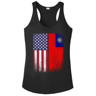 Taiwan Usa Taiwanese American Flag Pride Gift Ladies PosiCharge Competitor Racerback Tank