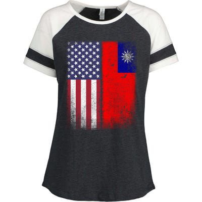 Taiwan Usa Taiwanese American Flag Pride Gift Enza Ladies Jersey Colorblock Tee