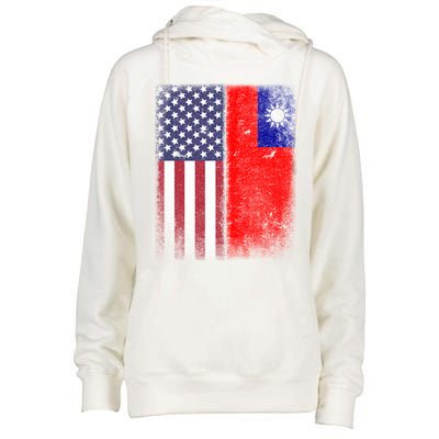 Taiwan Usa Taiwanese American Flag Pride Gift Womens Funnel Neck Pullover Hood