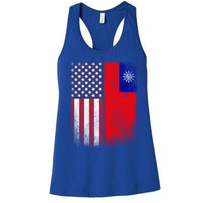 Taiwan Usa Taiwanese American Flag Pride Gift Women's Racerback Tank