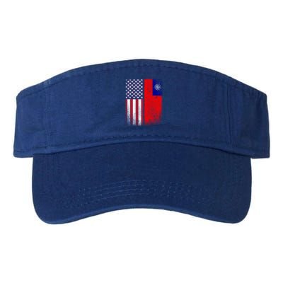 Taiwan Usa Taiwanese American Flag Pride Gift Valucap Bio-Washed Visor