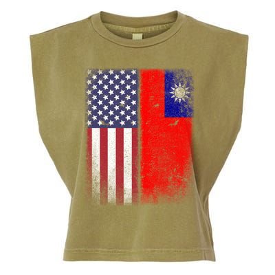 Taiwan Usa Taiwanese American Flag Pride Gift Garment-Dyed Women's Muscle Tee