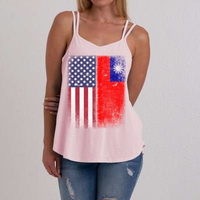 Taiwan Usa Taiwanese American Flag Pride Gift Women's Strappy Tank