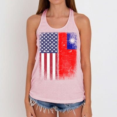 Taiwan Usa Taiwanese American Flag Pride Gift Women's Knotted Racerback Tank