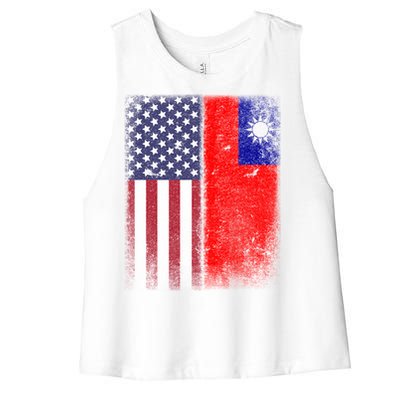 Taiwan Usa Taiwanese American Flag Pride Gift Women's Racerback Cropped Tank