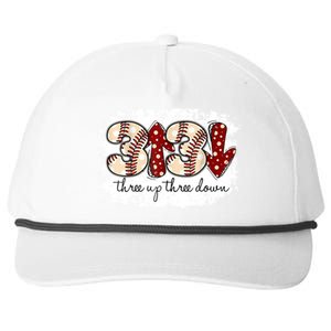 Three Up Three Down Baseball Game Day Groovy Baseball Lover Gift Snapback Five-Panel Rope Hat