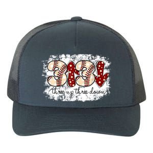 Three Up Three Down Baseball Game Day Groovy Baseball Lover Gift Yupoong Adult 5-Panel Trucker Hat