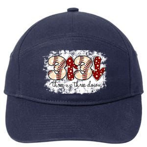 Three Up Three Down Baseball Game Day Groovy Baseball Lover Gift 7-Panel Snapback Hat