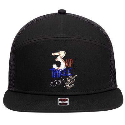 Three Up Three Down Baseball Softball Gift 7 Panel Mesh Trucker Snapback Hat