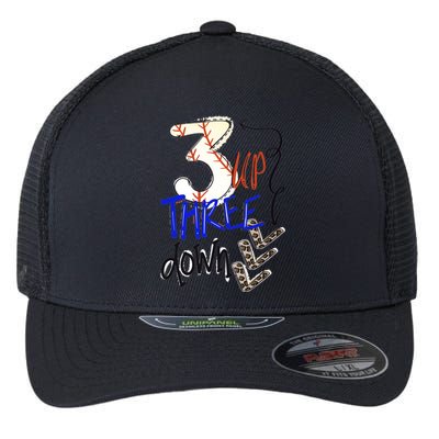 Three Up Three Down Baseball Softball Gift Flexfit Unipanel Trucker Cap