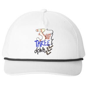 Three Up Three Down Baseball Softball Gift Snapback Five-Panel Rope Hat