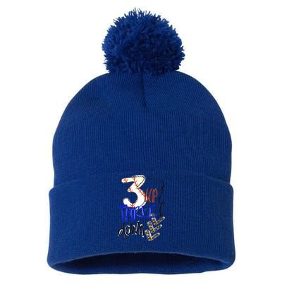 Three Up Three Down Baseball Softball Gift Pom Pom 12in Knit Beanie