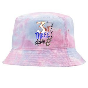 Three Up Three Down Baseball Softball Gift Tie-Dyed Bucket Hat