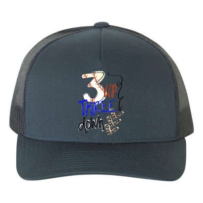 Three Up Three Down Baseball Softball Gift Yupoong Adult 5-Panel Trucker Hat