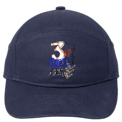 Three Up Three Down Baseball Softball Gift 7-Panel Snapback Hat