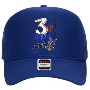 Three Up Three Down Baseball Softball Gift High Crown Mesh Back Trucker Hat