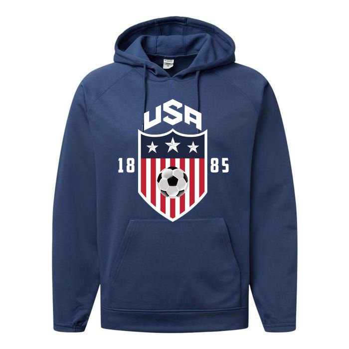 USA Soccer Team 1885 American US Soccer Team Fan Performance Fleece Hoodie