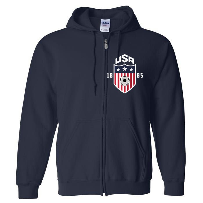 USA Soccer Team 1885 American US Soccer Team Fan Full Zip Hoodie