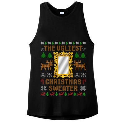 The Ugliest Ugly Christmas Sweater With Mirror Funny Xmas Ladies PosiCharge Tri-Blend Wicking Tank