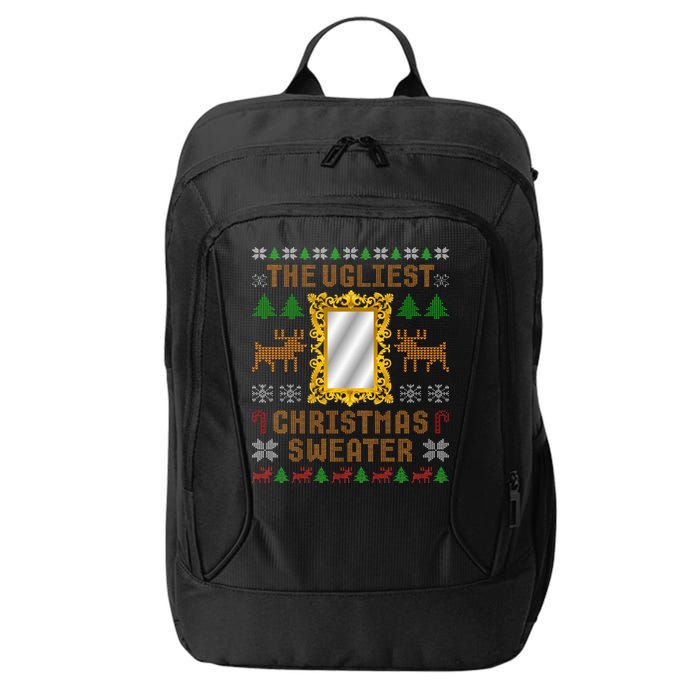 The Ugliest Ugly Christmas Sweater With Mirror Funny Xmas City Backpack