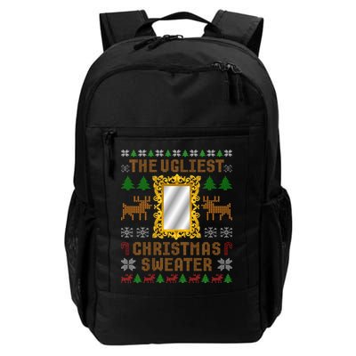 The Ugliest Ugly Christmas Sweater With Mirror Funny Xmas Daily Commute Backpack