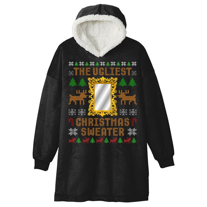 The Ugliest Ugly Christmas Sweater With Mirror Funny Xmas Hooded Wearable Blanket